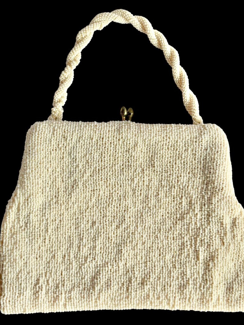 Vintage 1930s White Beaded Handbag Purse Evening Bag Made in Czechoslovakia